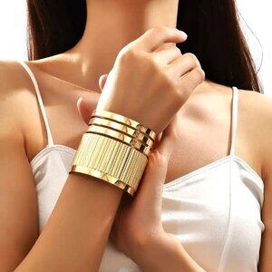 Bracelet Bangle Cuff Bold Adjustable Egyptian Hollywood Statement Goddess Glam